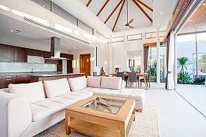 a beautiful living room that was imagined with a floor plan