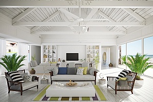 interior of a beach house that was sold with the help of a real estate agent