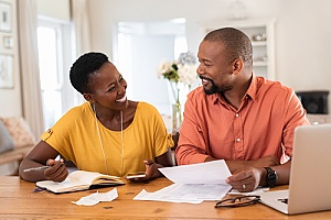 couple evaluating budget